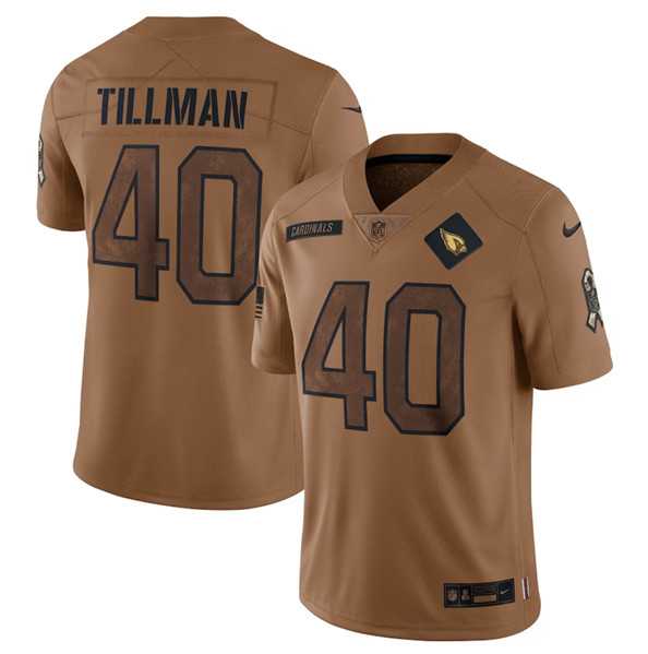 Men%27s Arizona Cardinals #40 Pat Tillman 2023 Brown Salute To Service Limited Football Stitched Jersey Dyin